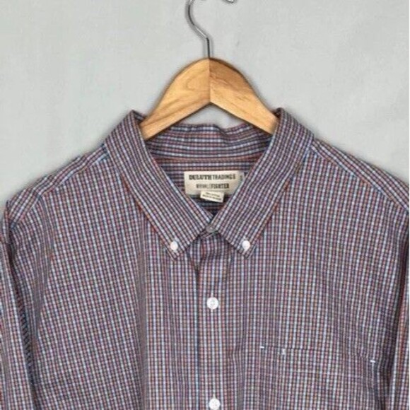 Duluth Trading Co Shirt Mens 2XL Button Up Slim Fit Check Wrinklefighter Office - Picture 1 of 10